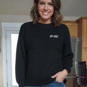 Vintage McBriar sz medium woven "Got Milk" black long sleeve oversized sweater